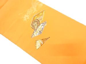 鏡裏に扇・簪・草花模様織り出し　名古屋帯